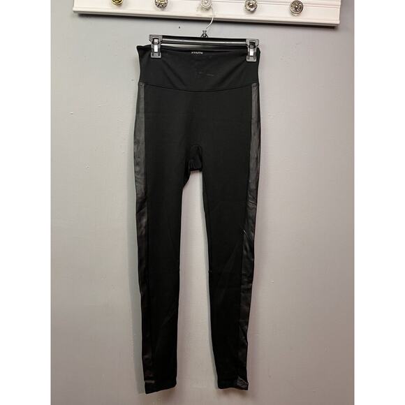 Assets by Spanx Leggings Womens Medium Faux Leather Side Stripe Leggings Stretch - Picture 1 of 7